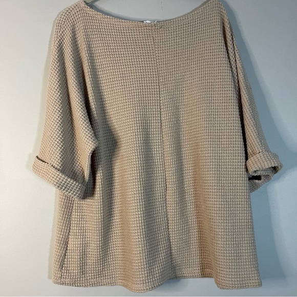 Andre by Unit Casual Beige Waffle Knit Sweatshirt - Picture 4 of 6